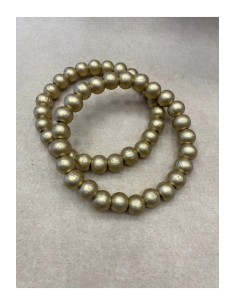 Gold Ahşap Boncuklu Yuvarlak Çanta Sapi